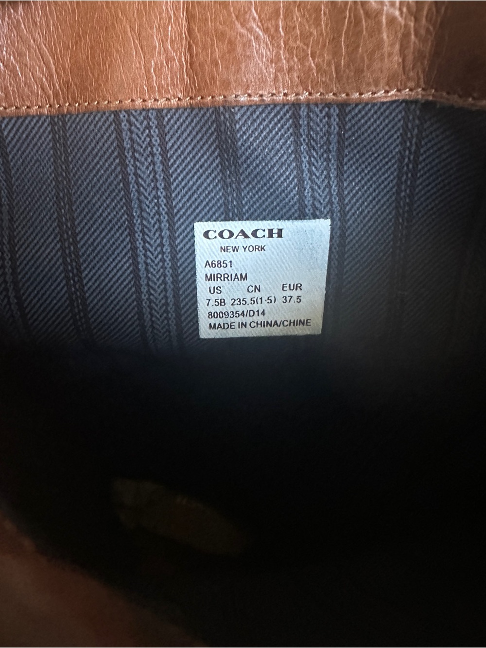 COACH Mirriam Tall Leather Riding Boots Saddle Cognac Brown Women's Size 7.5B - Picture 13 of 15